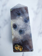 Load image into Gallery viewer, Druzy Purple Moss Agate Tower