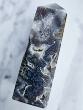 Load image into Gallery viewer, Druzy Purple Moss Agate Tower