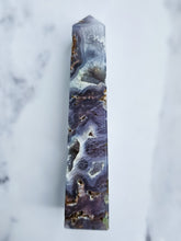 Load image into Gallery viewer, Druzy Purple Moss Agate Tower