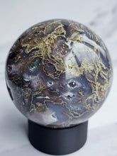 Load image into Gallery viewer, Druzy Purple Moss Agate Sphere