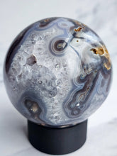 Load image into Gallery viewer, Druzy Purple Moss Agate Sphere
