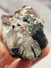Load image into Gallery viewer, Quartz with Blue / Green Tourmaline, Lepidolite and Albite