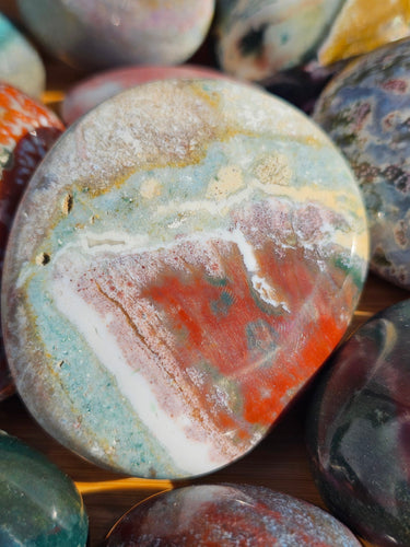 ocean jasper palm stone polished crystal in pastel colours
