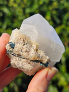 Indicolite (Blue Tourmaline) in Quartz with Mica