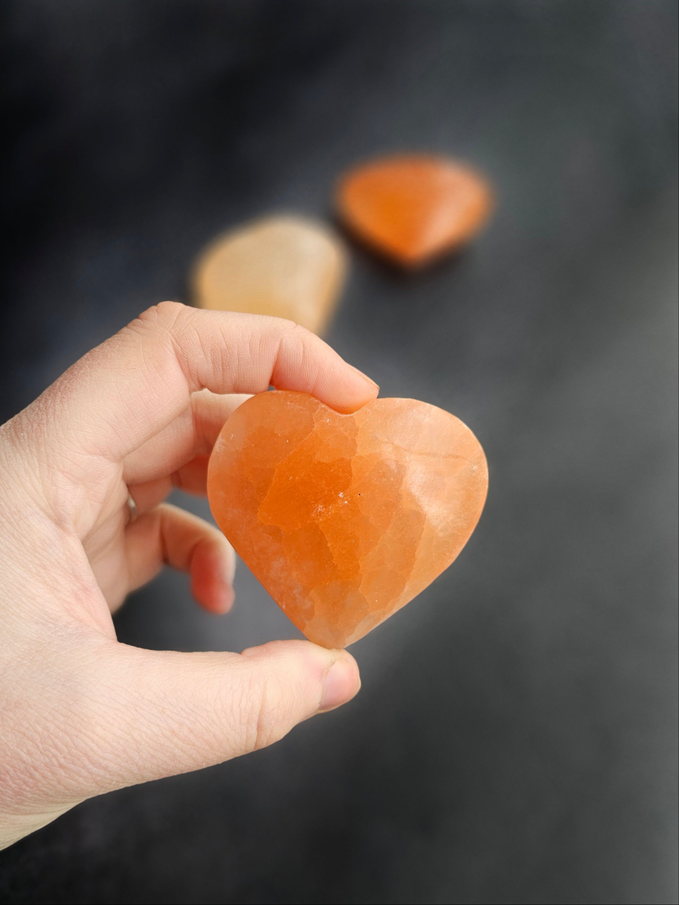 Selenite Medium Orange Heart