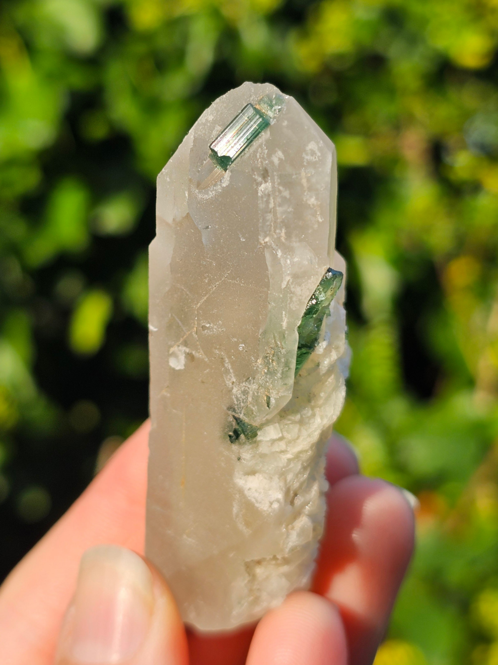 Green Tourmaline in Quartz
