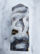 Druzy Purple Moss Agate Tower