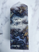 Load image into Gallery viewer, Druzy Purple Moss Agate Tower
