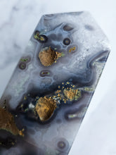 Load image into Gallery viewer, Druzy Purple Moss Agate Tower
