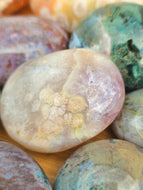 Flower Agate Palm Stone (with Amethyst) #2