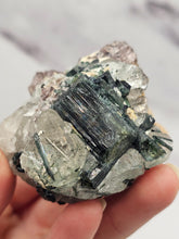Load image into Gallery viewer, Quartz with Blue / Green Tourmaline, Lepidolite and Albite
