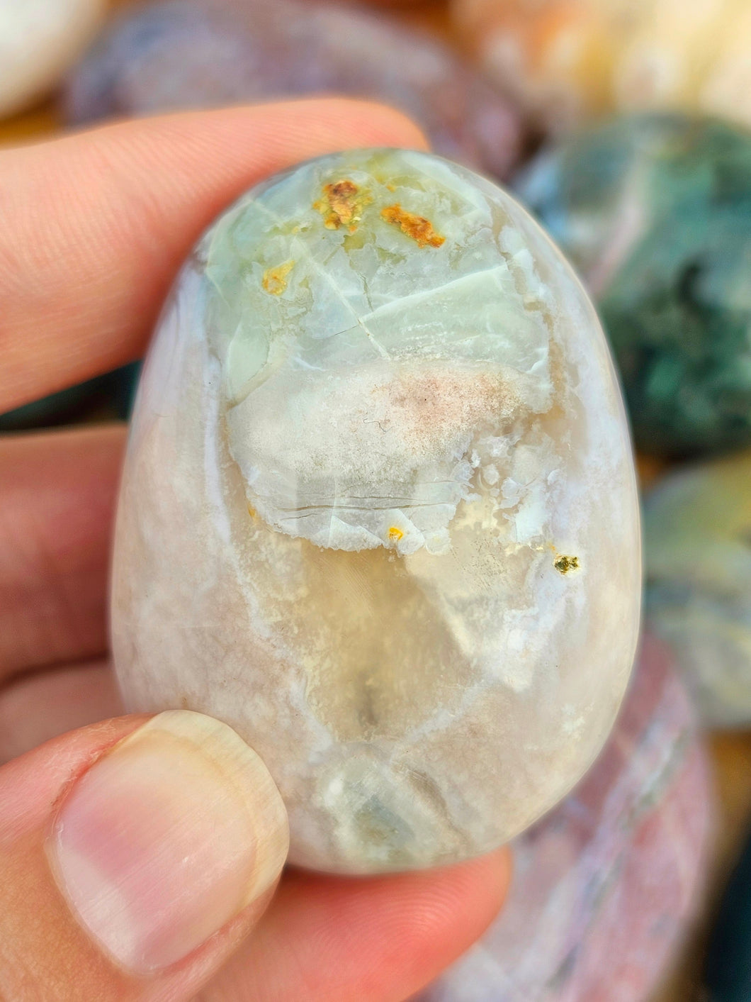 Flower Agate Palm Stone #1