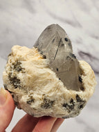 Quartz with Pleochroic Tourmaline, Peach Albite and Muscovite