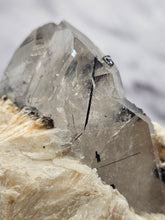 Load image into Gallery viewer, Quartz with Pleochroic Tourmaline, Peach Albite and Muscovite
