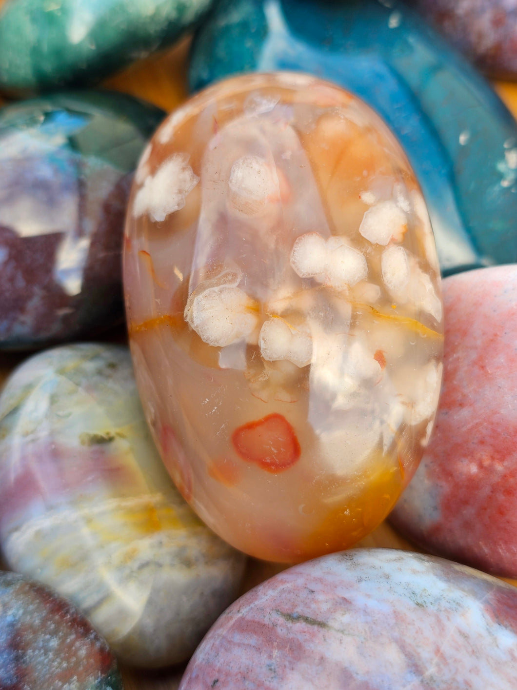 Flower Agate Palm Stone #4