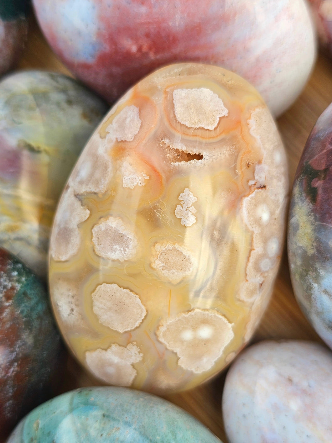 Flower Agate Palm Stone #3