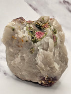 Large Raw Smokey Quartz with Watermelon Tourmaline, Lepidolite and Cleavelandite